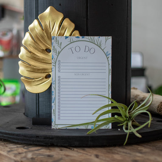 Blue Floral - To Do Notepad