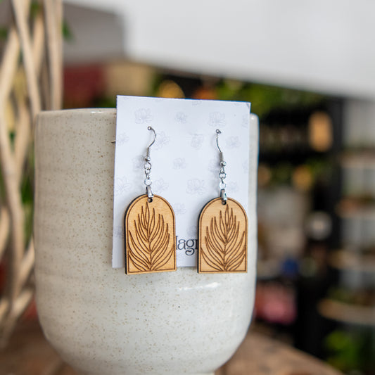 Palm Leaf Arched Earrings