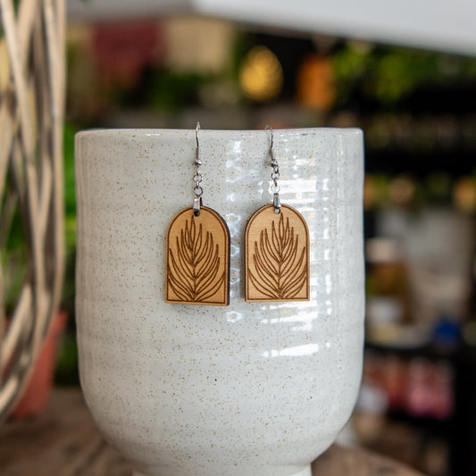 Palm Leaf Arched Earrings